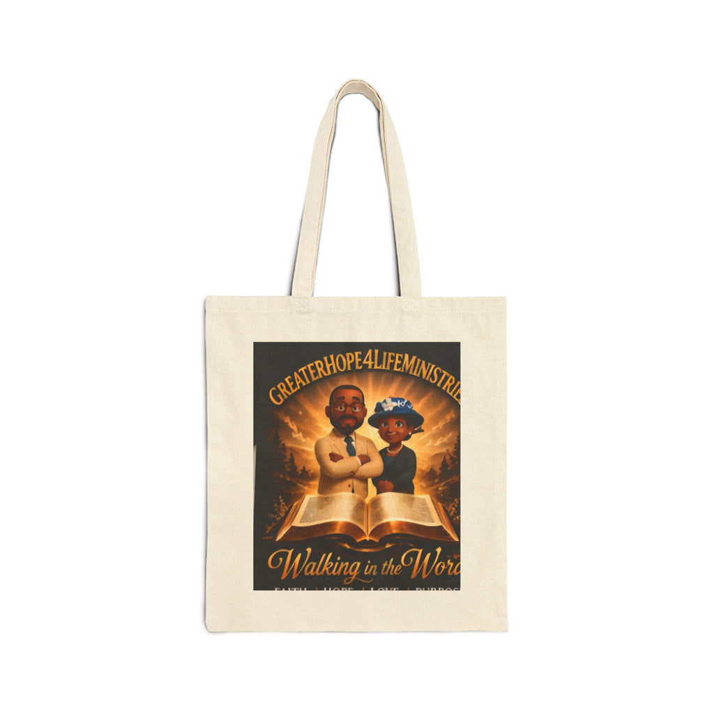 Canvas Tote Bag — 'Walking in the Word' Church Ministry Tote (Wednesday 7PM Service Reminder)