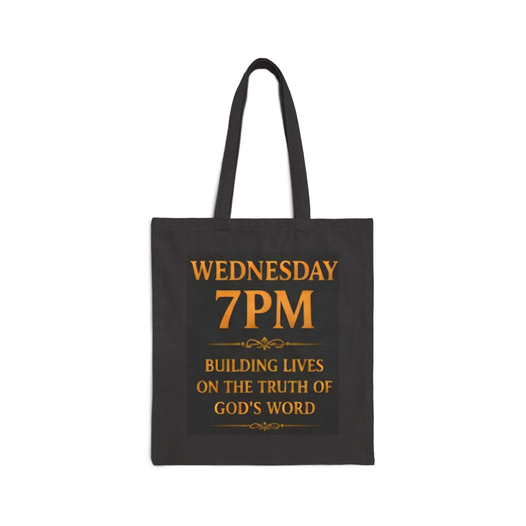 Canvas Tote Bag — 'Walking in the Word' Church Ministry Tote (Wednesday 7PM Service Reminder)