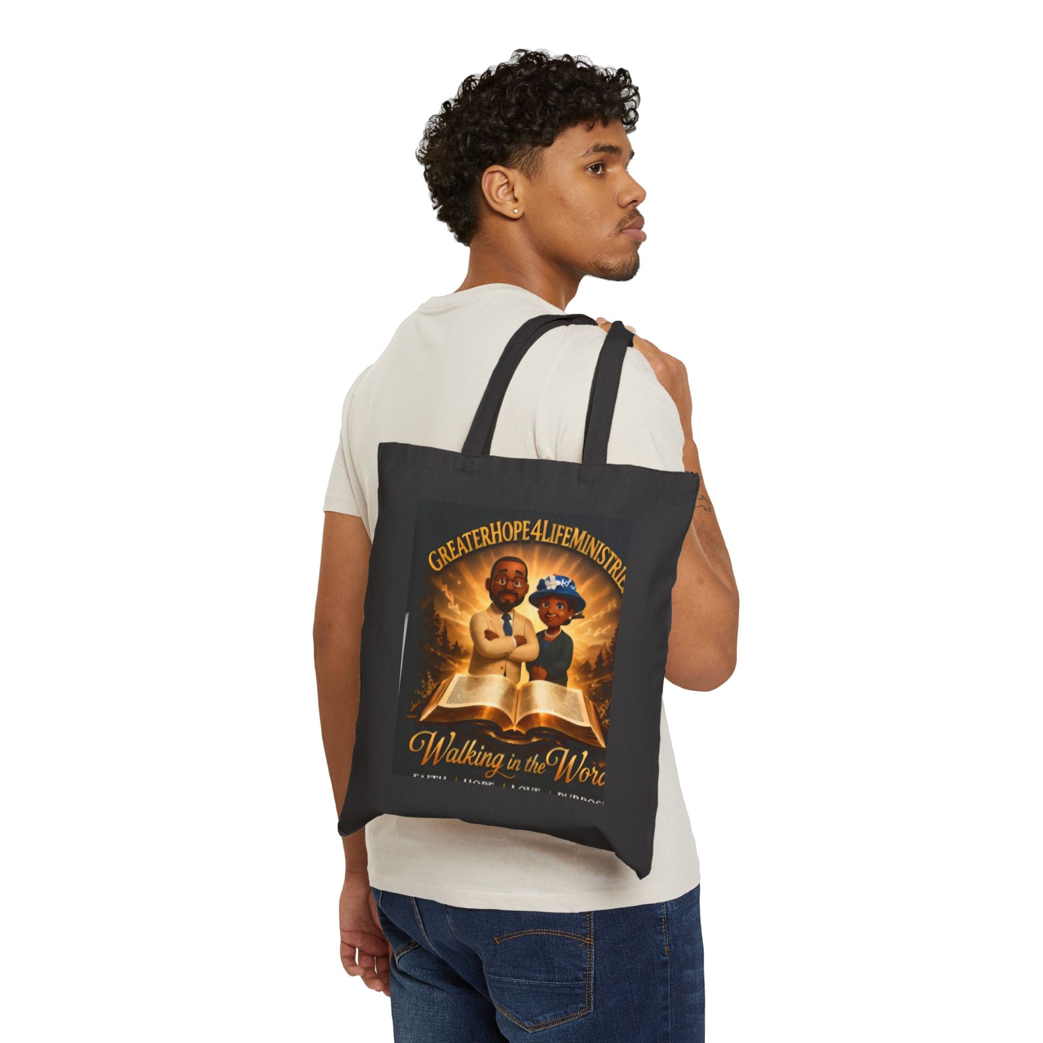 Canvas Tote Bag — 'Walking in the Word' Church Ministry Tote (Wednesday 7PM Service Reminder)