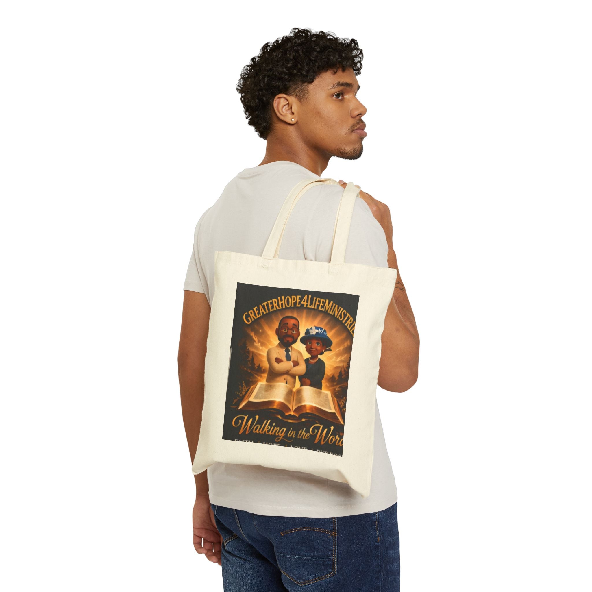 Canvas Tote Bag — 'Walking in the Word' Church Ministry Tote (Wednesday 7PM Service Reminder)